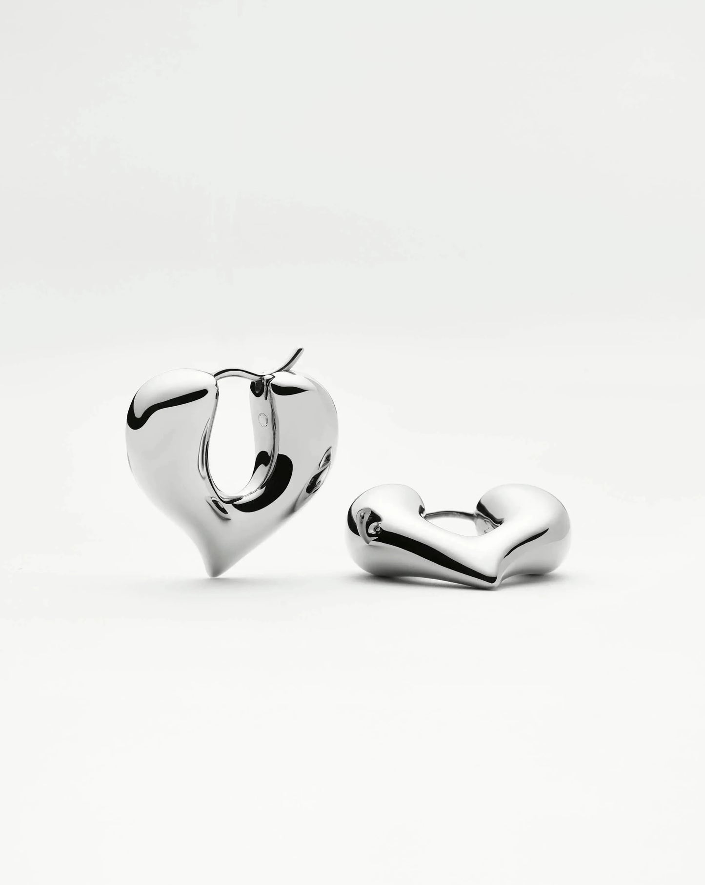 Molten Heart Medium Hoop Earrings | Silver Plated Earrings Missoma 