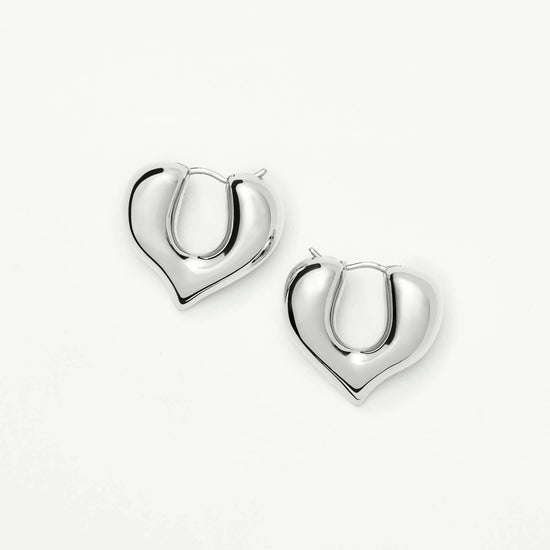 Molten Heart Medium Hoop Earrings | Silver Plated Earrings Missoma 