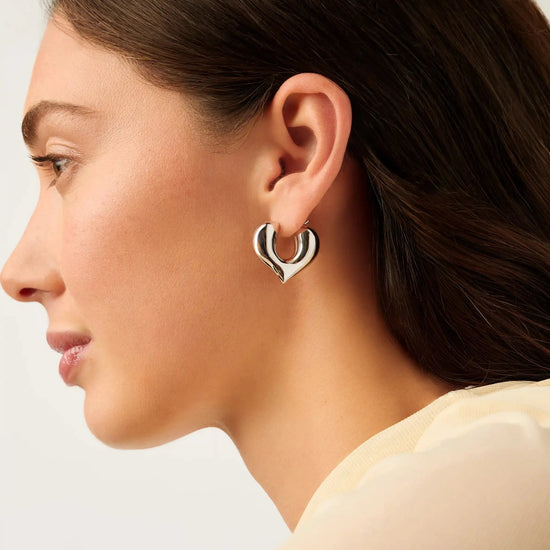Molten Heart Medium Hoop Earrings | Silver Plated Earrings Missoma 