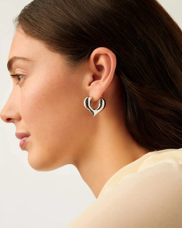 Molten Heart Medium Hoop Earrings | Silver Plated Earrings Missoma 