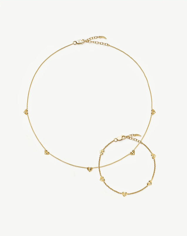 Molten Heart Mini Charm Choker & Bracelet Set | 18ct Gold Vermeil