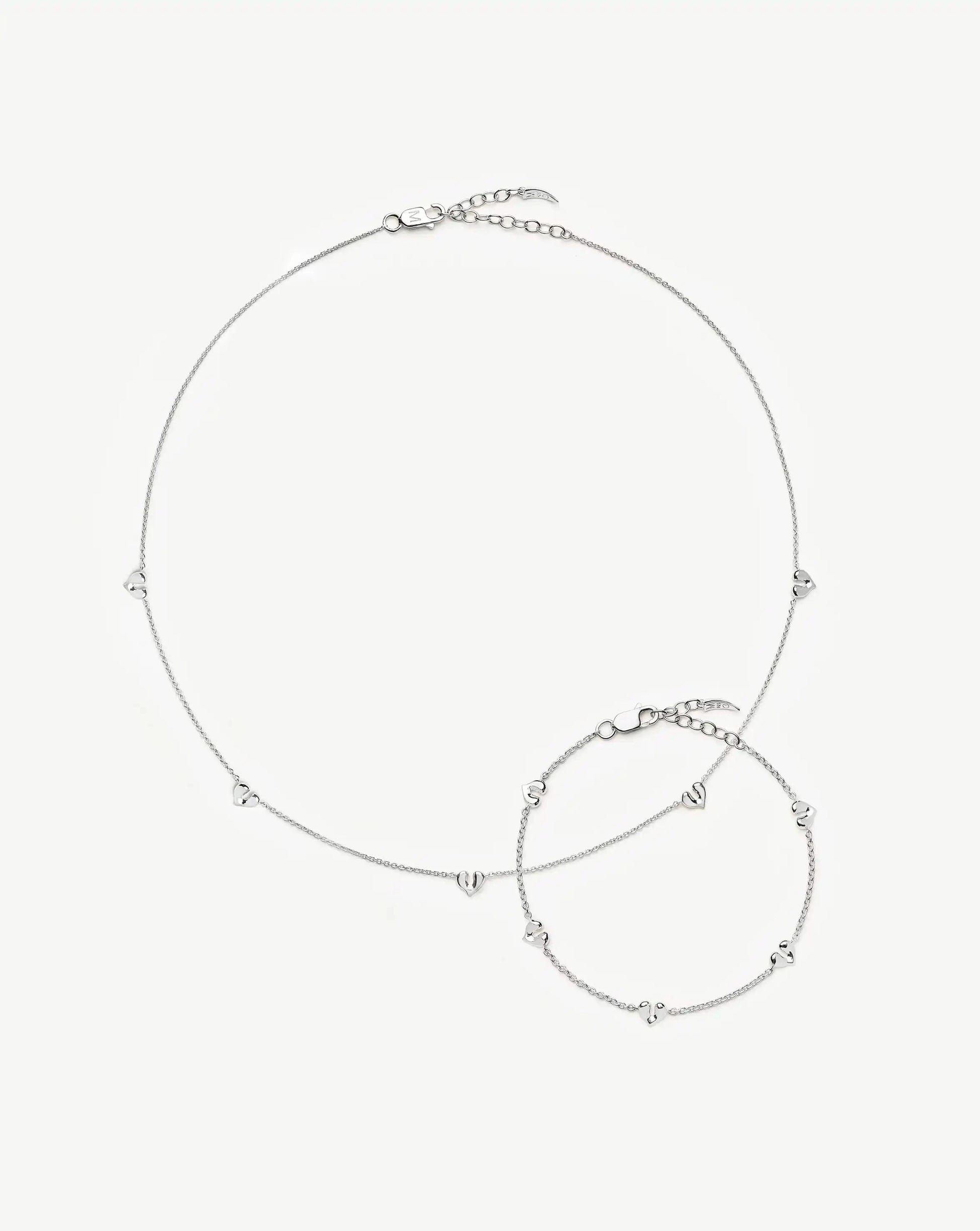 Molten Heart Mini Charm Choker & Bracelet Set | Sterling Silver Layering Sets Missoma 
