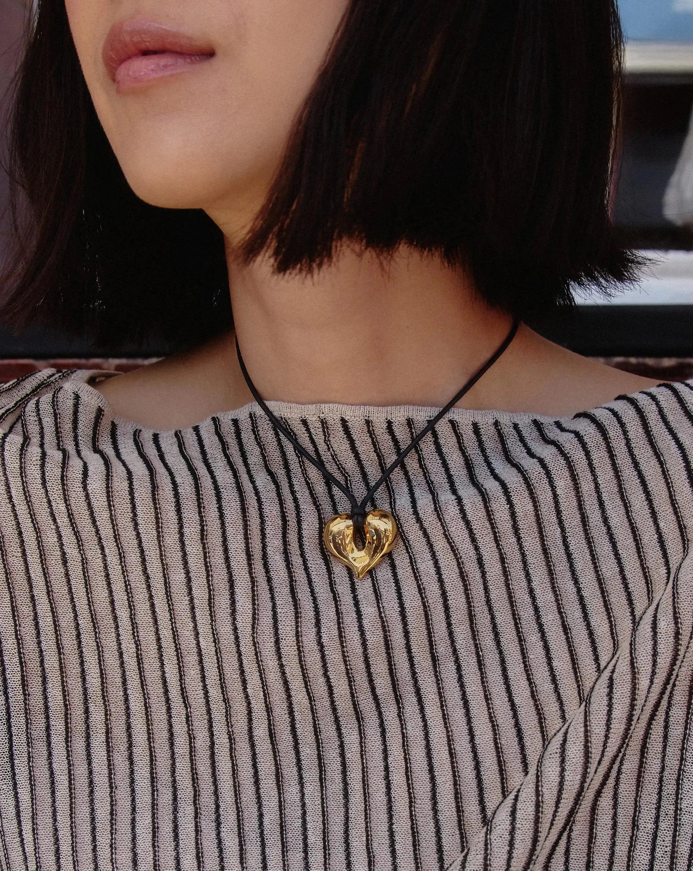 Molten Heart Pendant Cord Necklace | 18ct Gold Plated Necklace Missoma 
