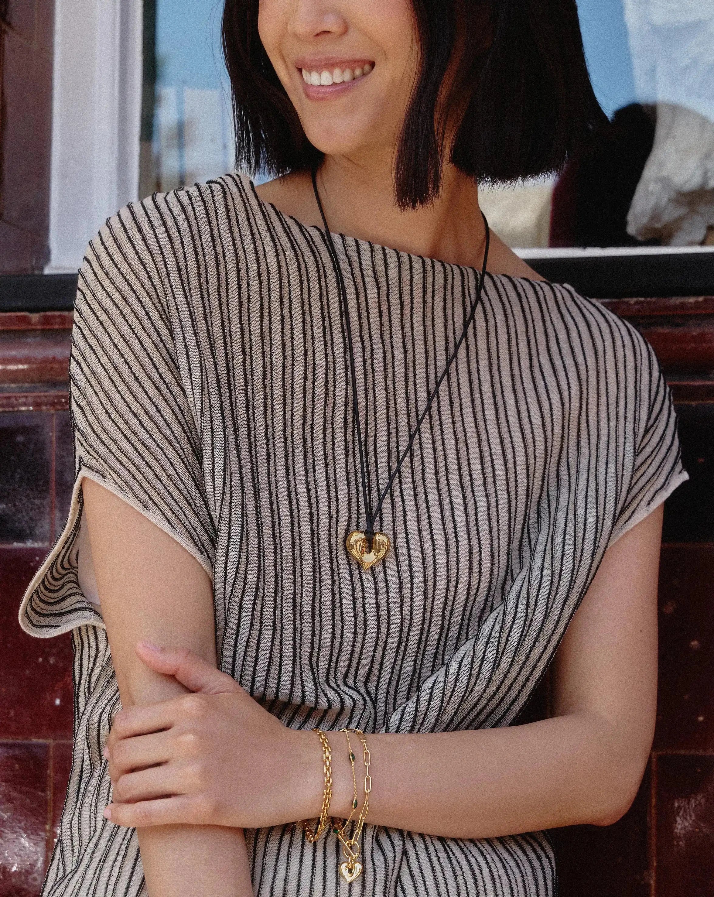Molten Heart Pendant Cord Necklace | 18ct Gold Plated Necklace Missoma 