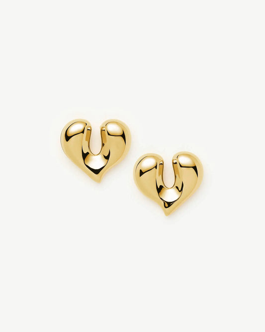 Molten Heart Stud Earrings | 18ct Gold Plated Earrings Missoma 