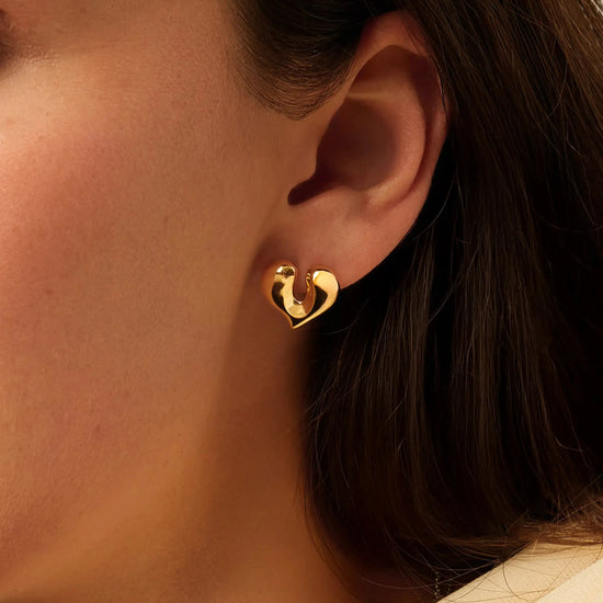 Molten Heart Stud Earrings | 18ct Gold Plated Earrings Missoma 