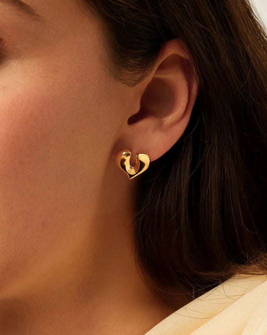 Molten Heart Stud Earrings | 18ct Gold Plated Earrings Missoma 