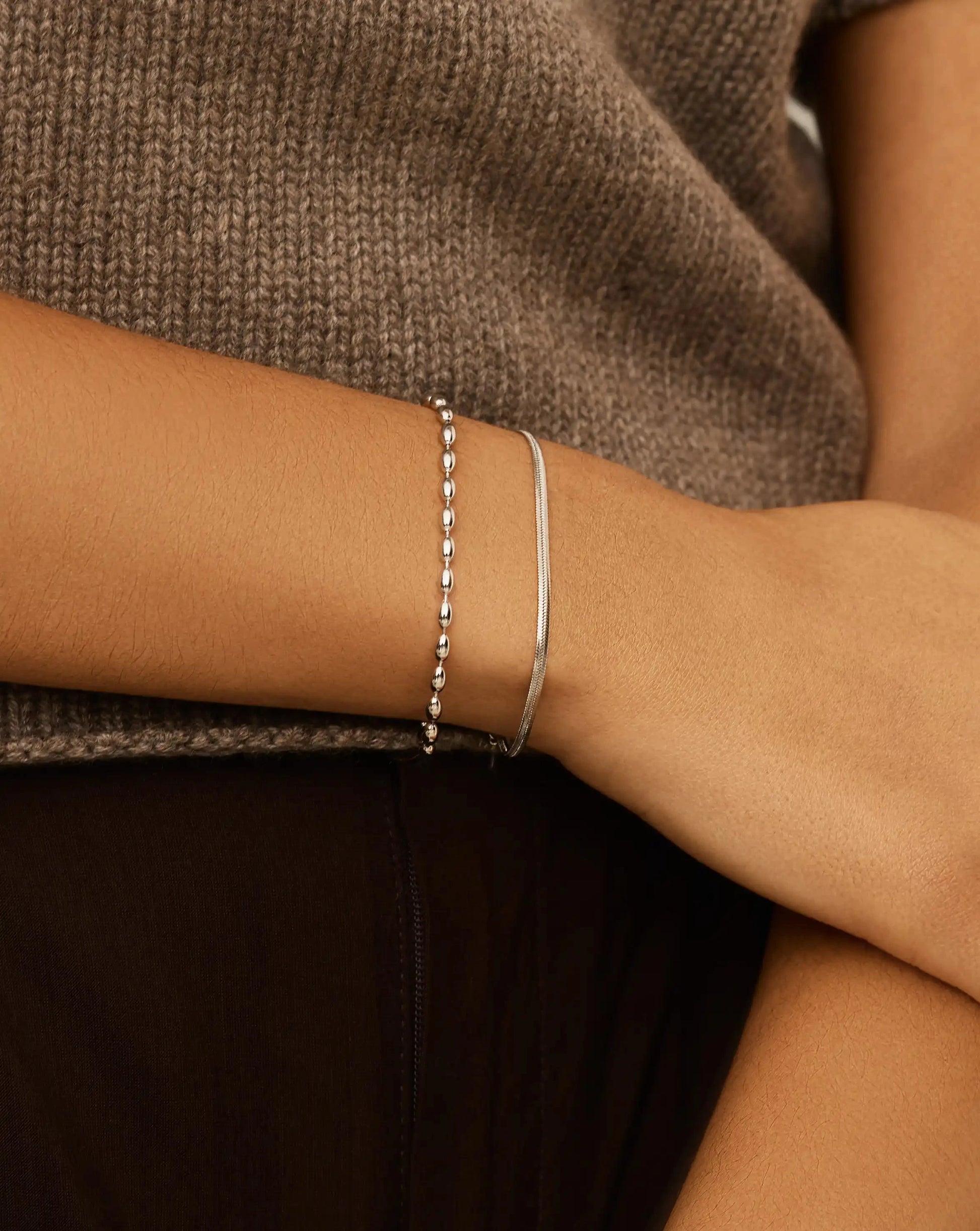 Molten Olive Chain Bracelet | Silver Plated Bracelets Missoma 