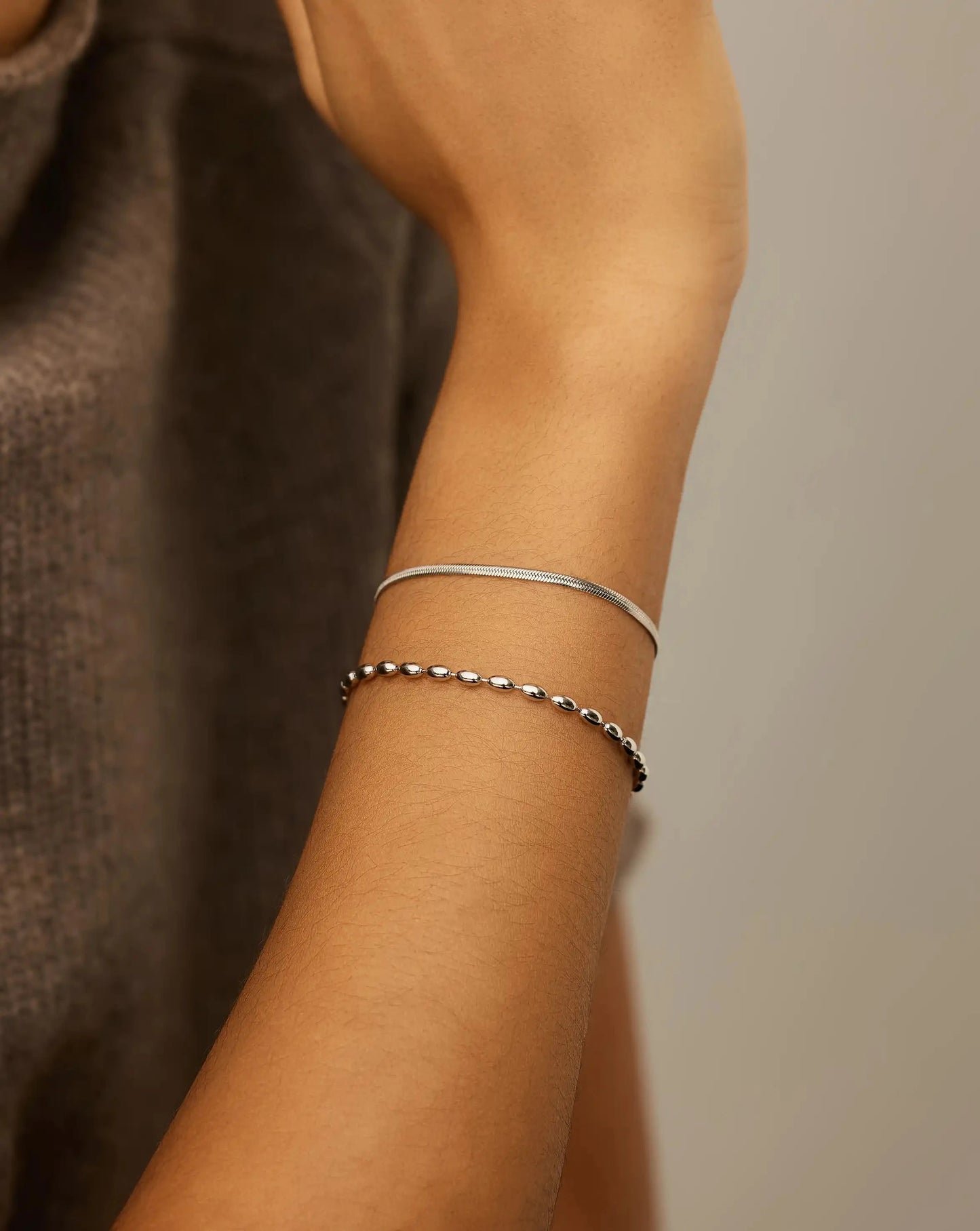 Molten Olive Chain Bracelet | Silver Plated Bracelets Missoma 