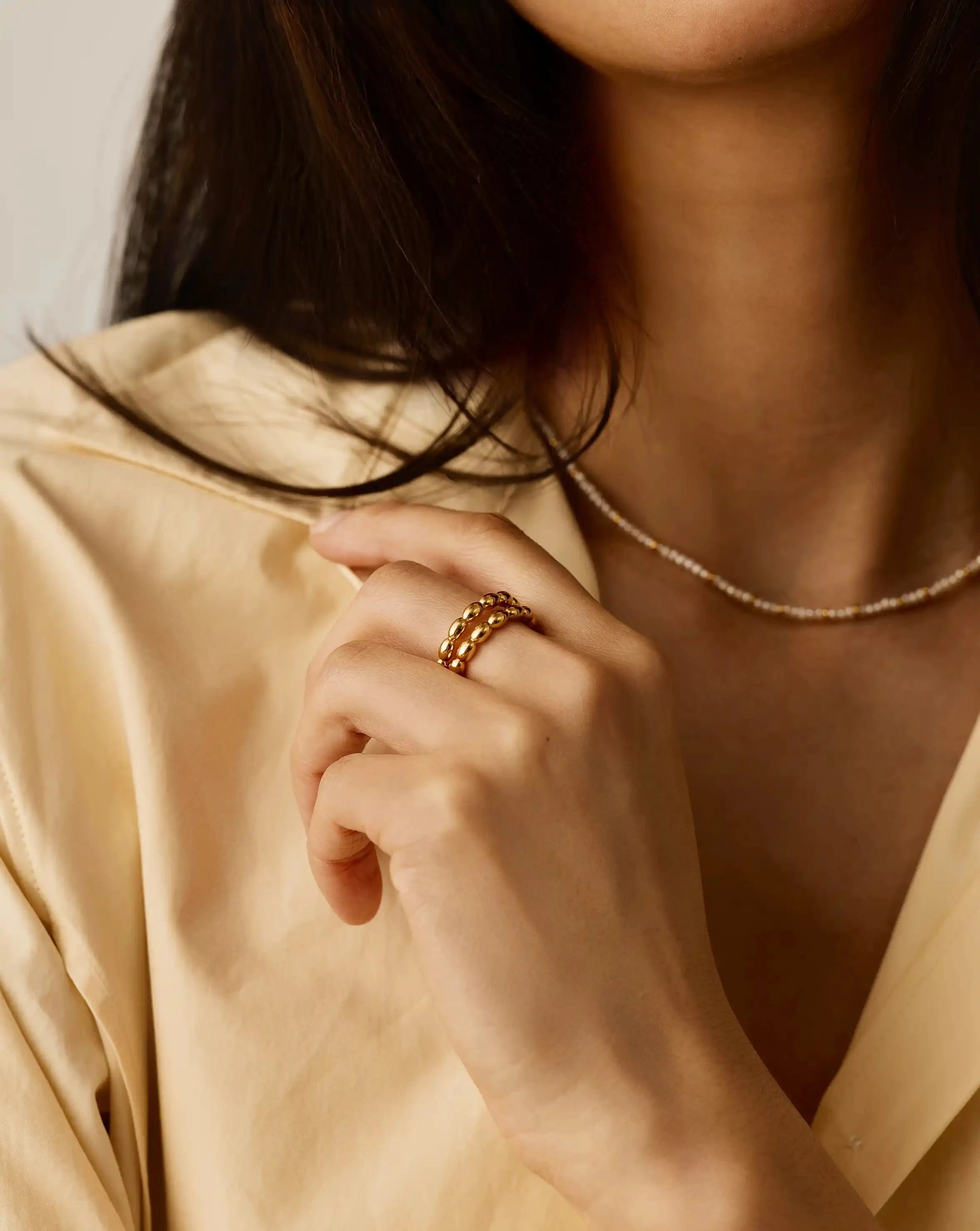 Molten Olive Stacked Ring | 18ct Gold Plated Rings Missoma 