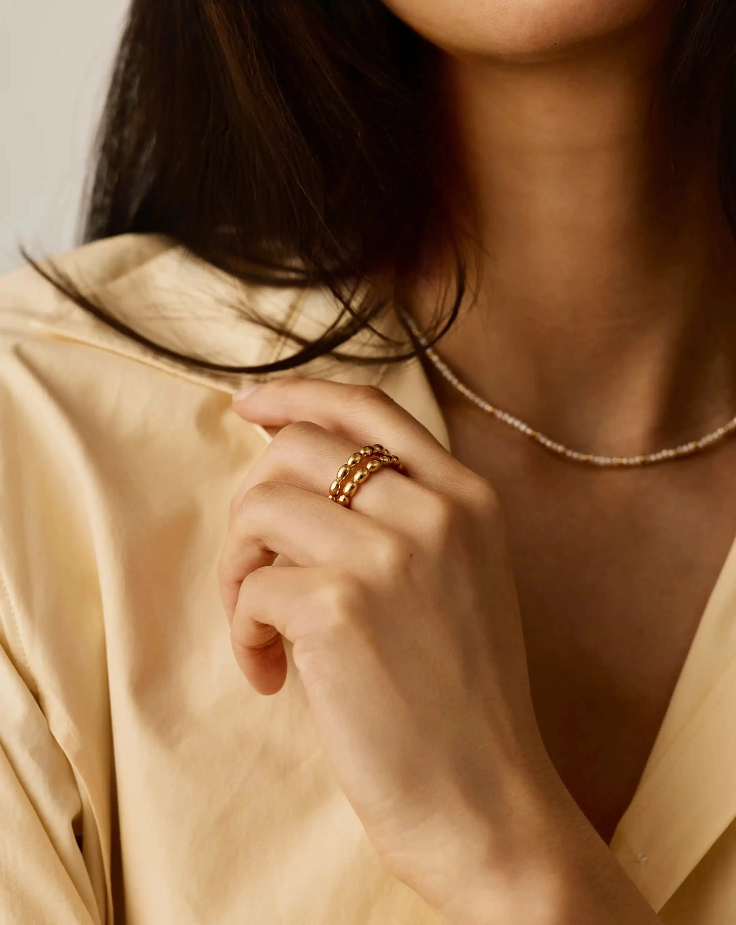 Molten Olive Stacked Ring | 18ct Gold Plated Rings Missoma 