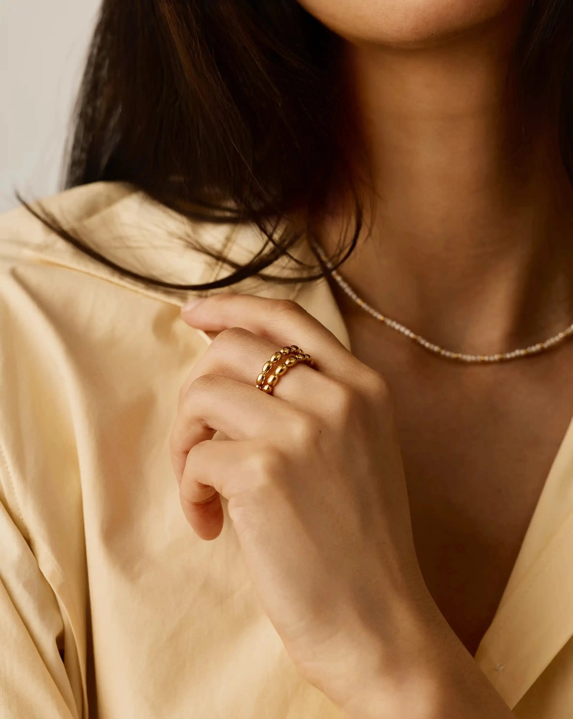 Molten Olive Stacked Ring | 18ct Gold Plated Rings Missoma 