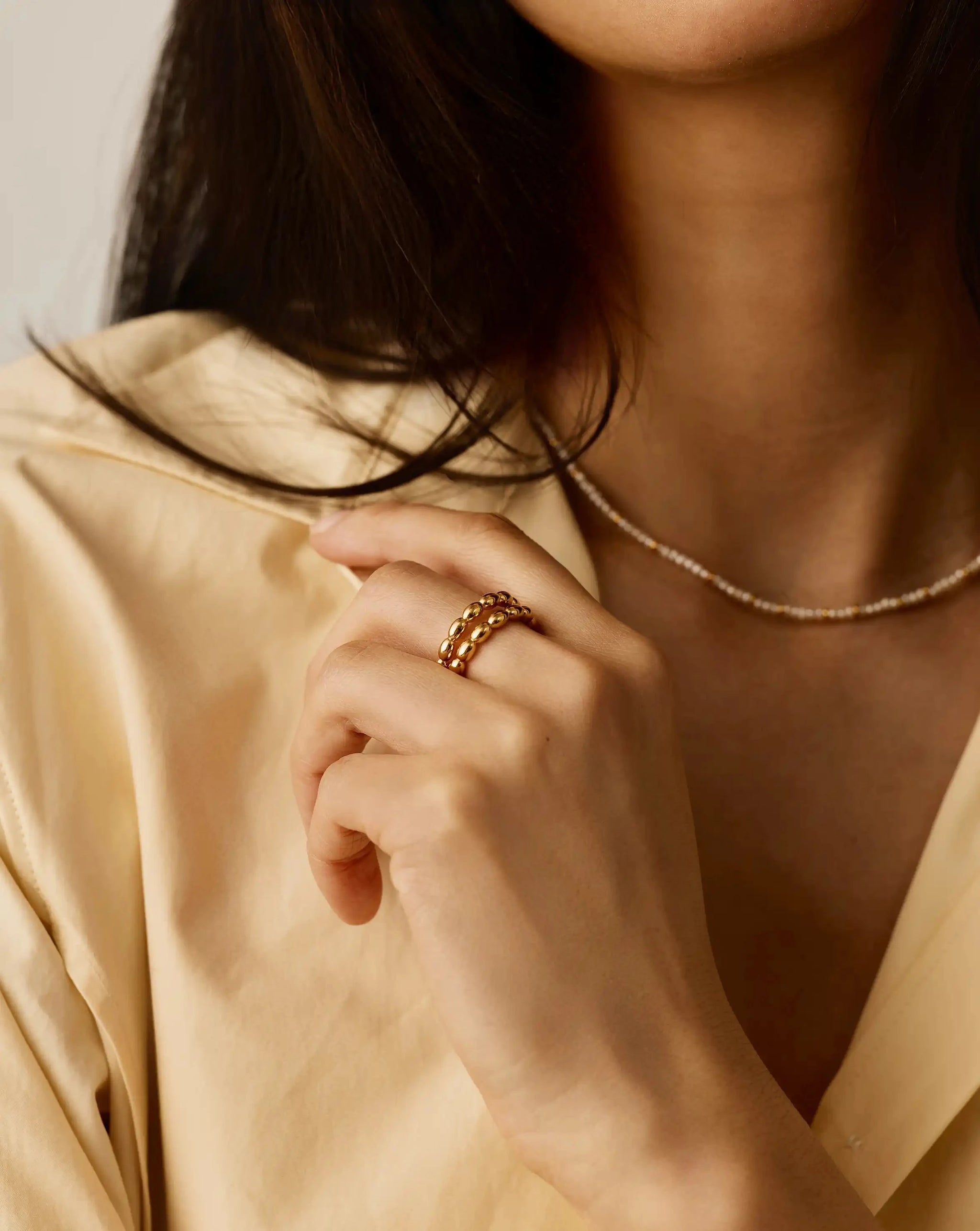 Molten Olive Stacked Ring | 18ct Gold Plated Rings Missoma 