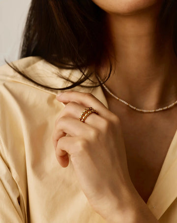 Molten Olive Stacked Ring | 18ct Gold Plated Rings Missoma 