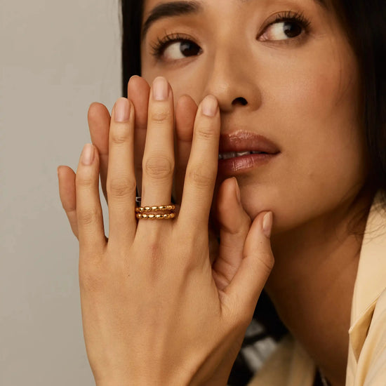 Molten Olive Stacked Ring | 18ct Gold Plated Rings Missoma 