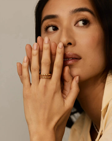 Molten Olive Stacked Ring | 18ct Gold Plated Rings Missoma 