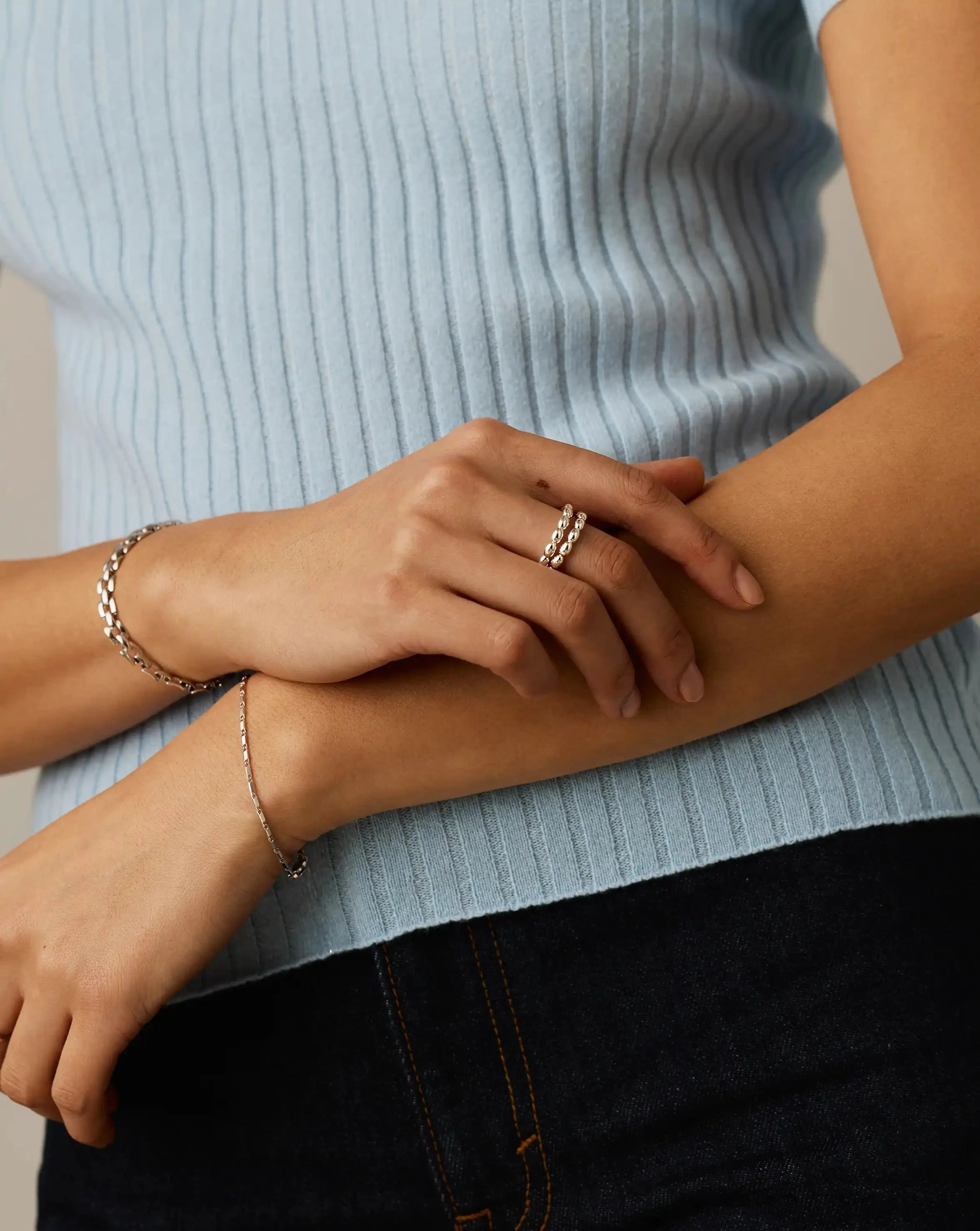 Molten Olive Stacked Ring | Silver Plated Rings Missoma 