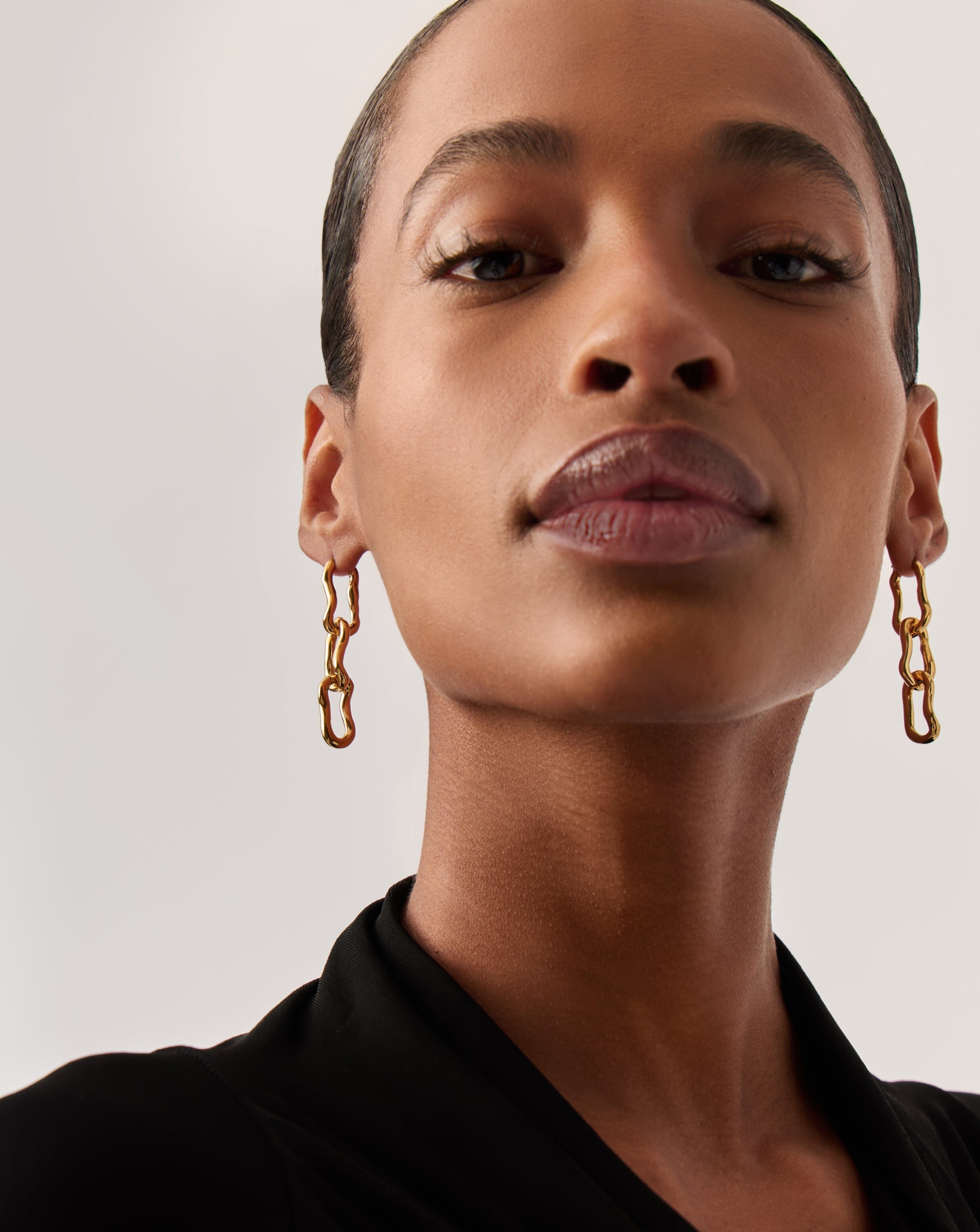 Molten Ovate Triple Drop Earrings | 18ct Recycled Gold Plating on Brass Earrings Missoma 
