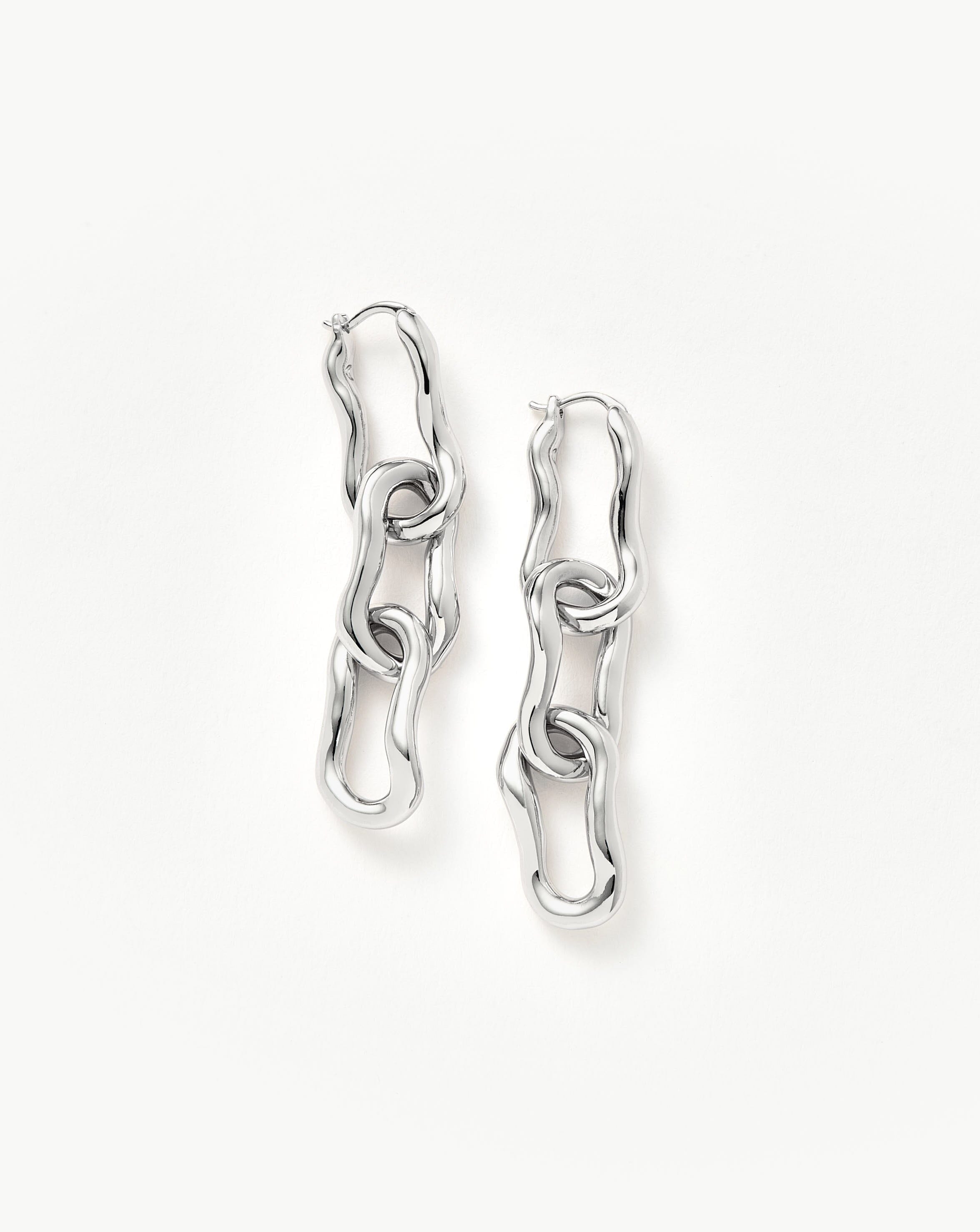 Molten Ovate Triple Drop Earrings | Rhodium Plating on Brass Earrings Missoma 