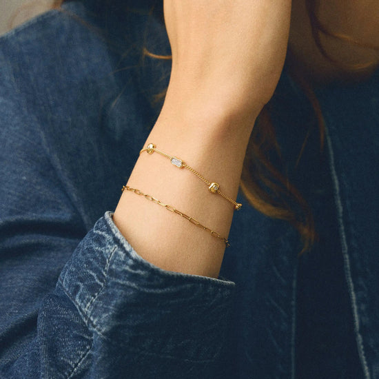 Molten Pavé Multi Charm Bracelet | 18ct Gold Plated/Cubic Zirconia Bracelets Missoma 