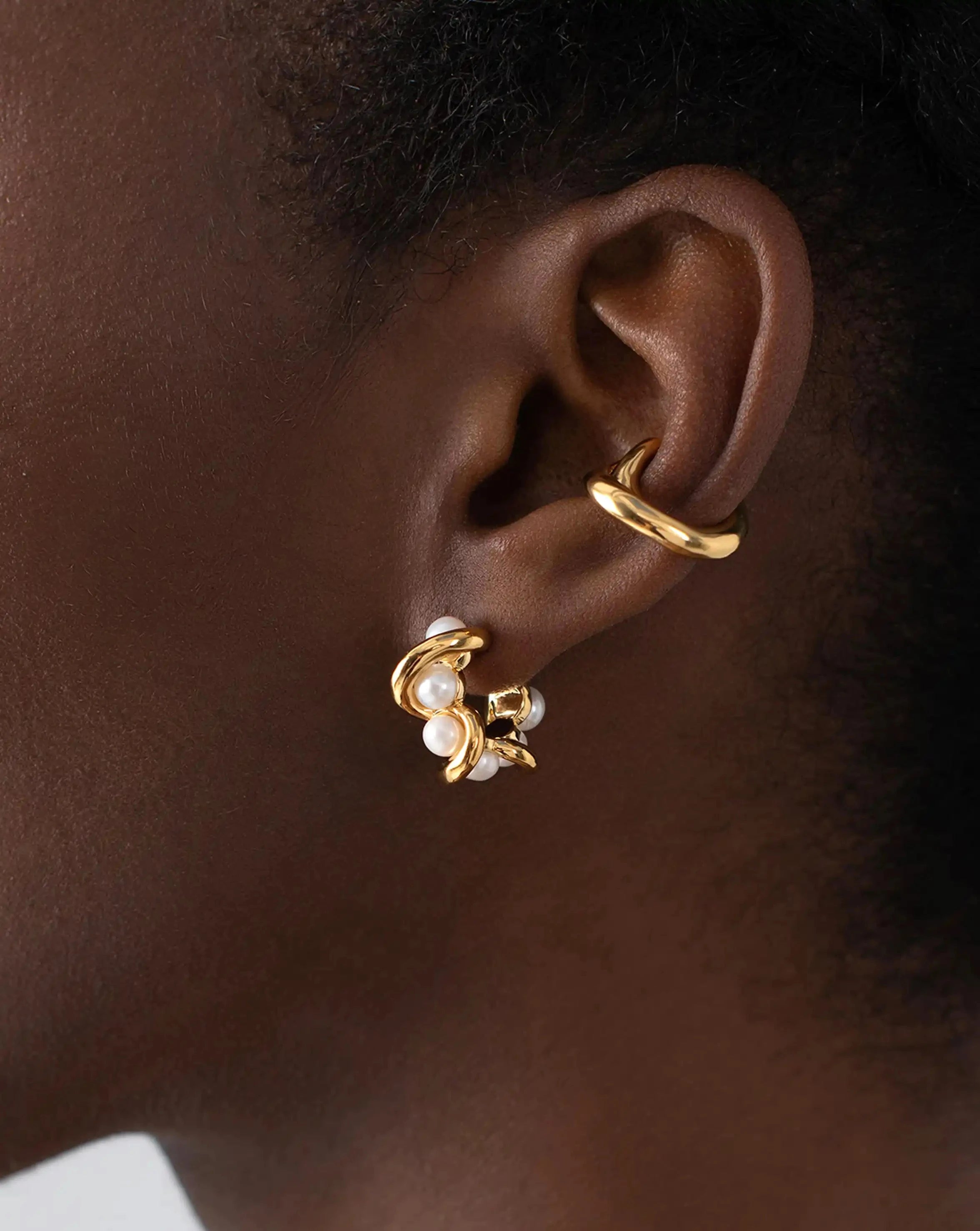 Molten Pearl Twisted Mini Double Hoop Earrings Earrings Missoma 