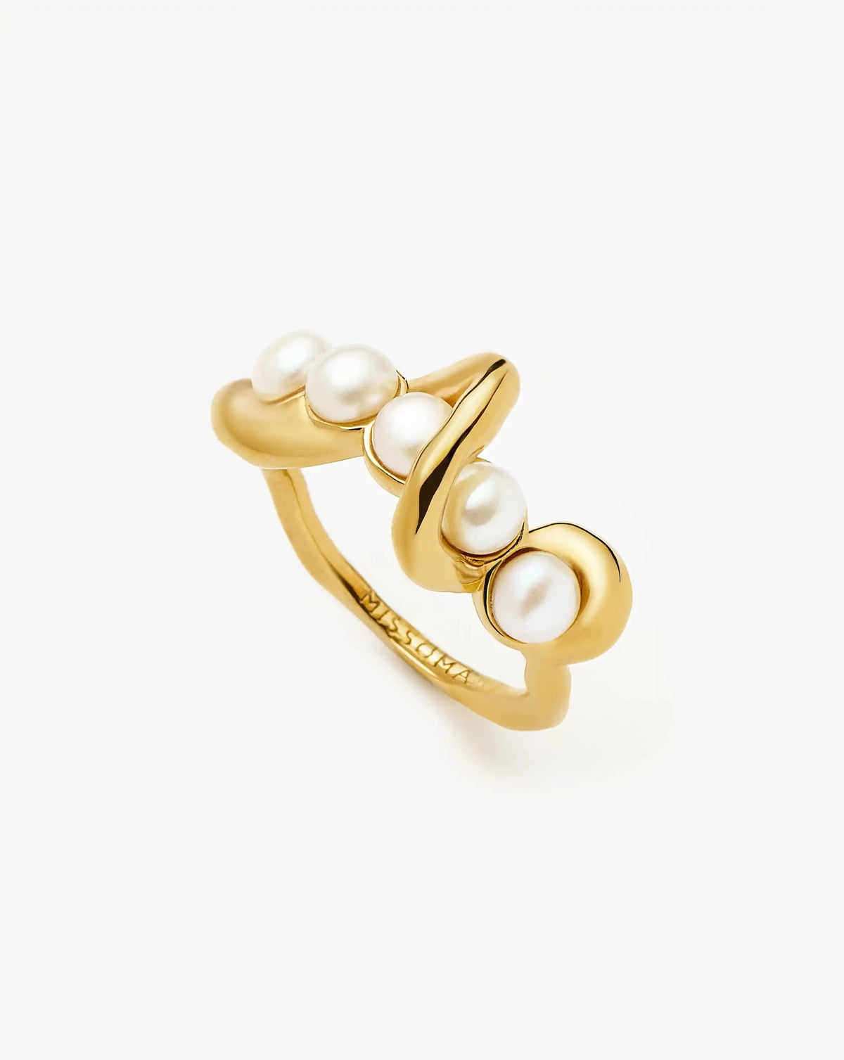 Molten Pearl Twisted Stacking Ring 18ct Vermeil Pearl