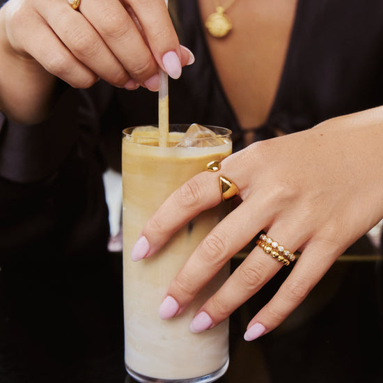 Molten Pearl Twisted Stacking Ring | 18ct Gold Vermeil/Pearl Rings Missoma 