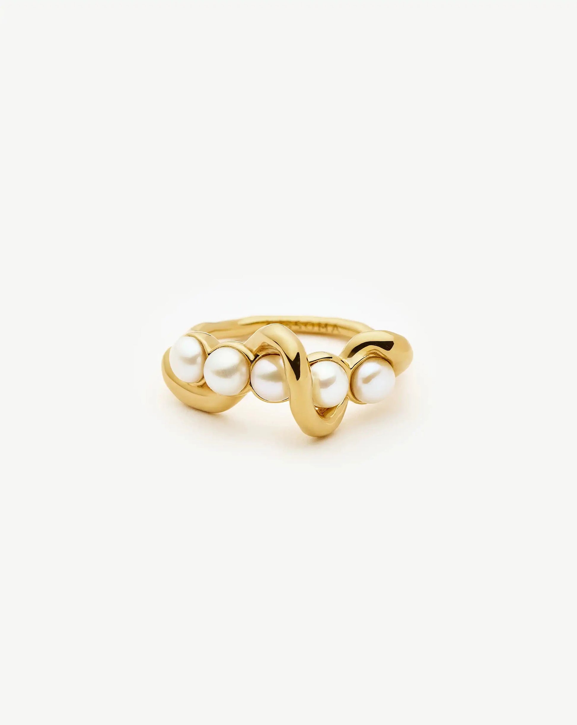 Molten Pearl Twisted Stacking Ring | 18ct Gold Vermeil/Pearl Rings Missoma 