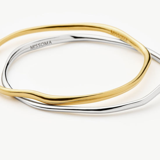 Molten Ripple Bangle Bracelet Set | Mixed Metal Bracelets Missoma 