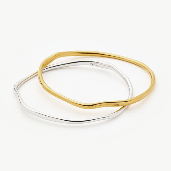 Molten Ripple Bangle Bracelet Set | Mixed Metal Bracelets Missoma 