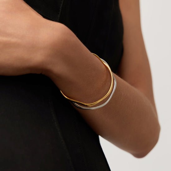 Molten Ripple Bangle Bracelet Set | Mixed Metal Bracelets Missoma 
