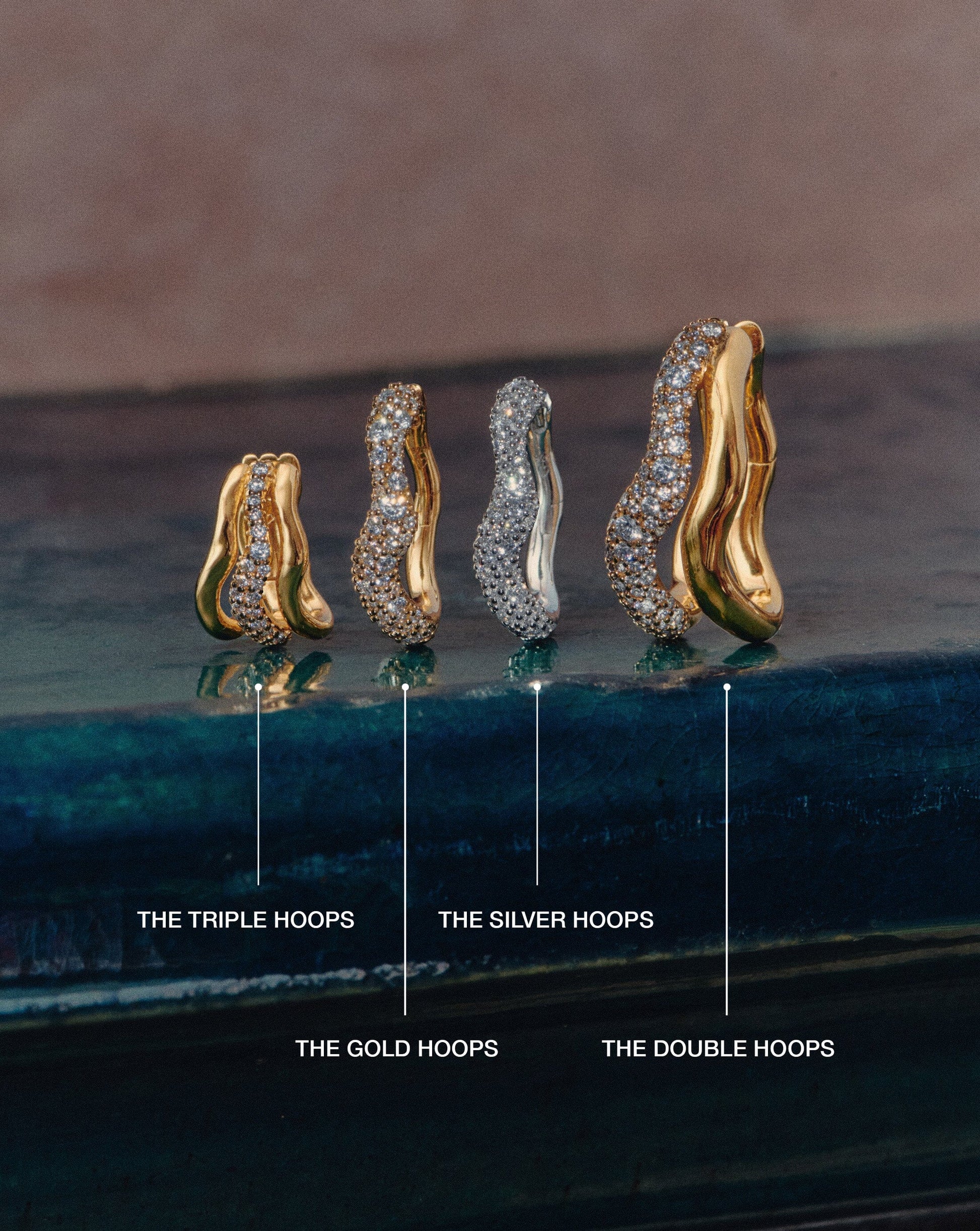 Molten Snow Double Medium Hoop Earrings | 18ct Gold Plated/Cubic Zirconia Earrings Missoma 