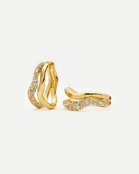 Molten Snow Double Medium Hoop Earrings | 18ct Gold Plated/Cubic Zirconia Earrings Missoma 
