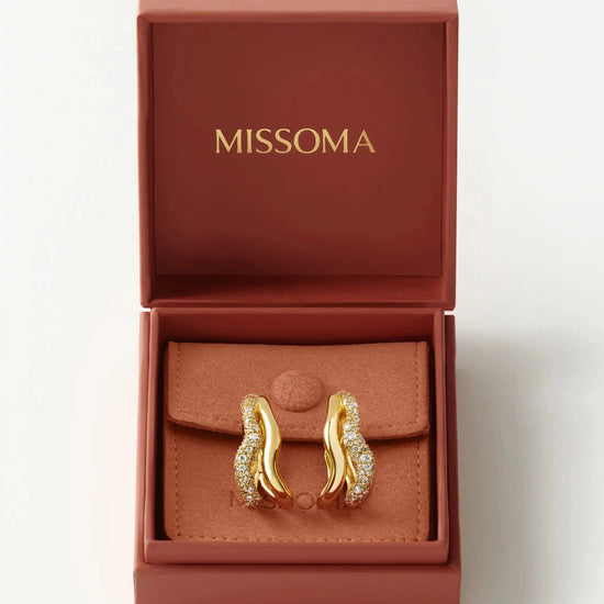 Molten Snow Double Medium Hoop Earrings | 18ct Gold Plated/Cubic Zirconia Earrings Missoma 