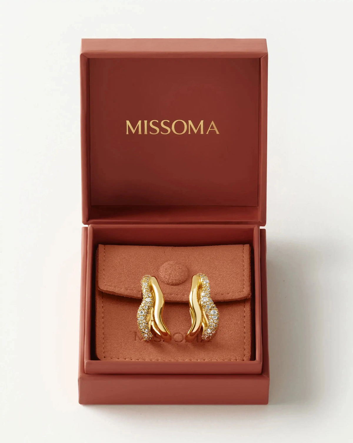 Molten Snow Double Medium Hoop Earrings | 18ct Gold Plated/Cubic Zirconia Earrings Missoma 