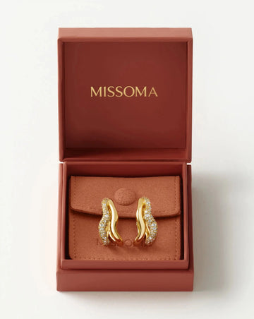 Molten Snow Double Medium Hoop Earrings | 18ct Gold Plated/Cubic Zirconia Earrings Missoma 