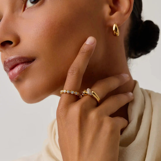 Molten Snow Double Statement Ring | 18ct Gold Plated/Cubic Zirconia Rings Missoma 