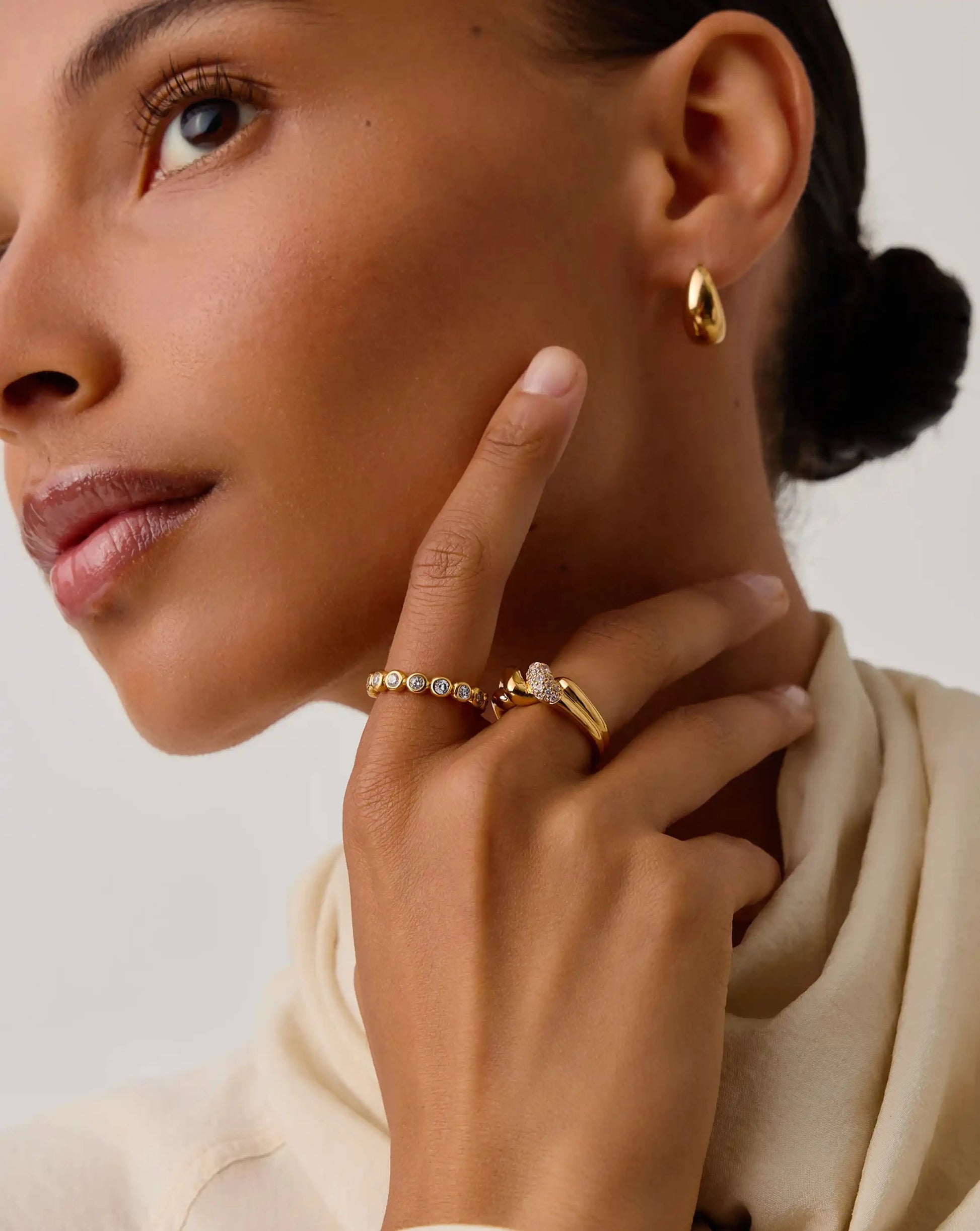 Molten Snow Double Statement Ring | 18ct Gold Plated/Cubic Zirconia Rings Missoma 