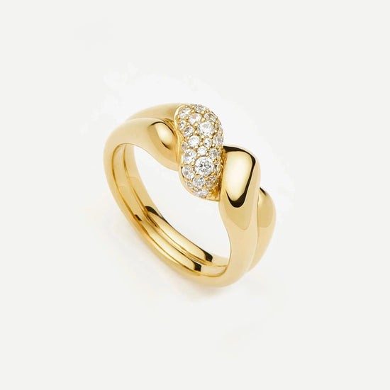 Molten Snow Double Statement Ring | 18ct Gold Plated/Cubic Zirconia Rings Missoma 