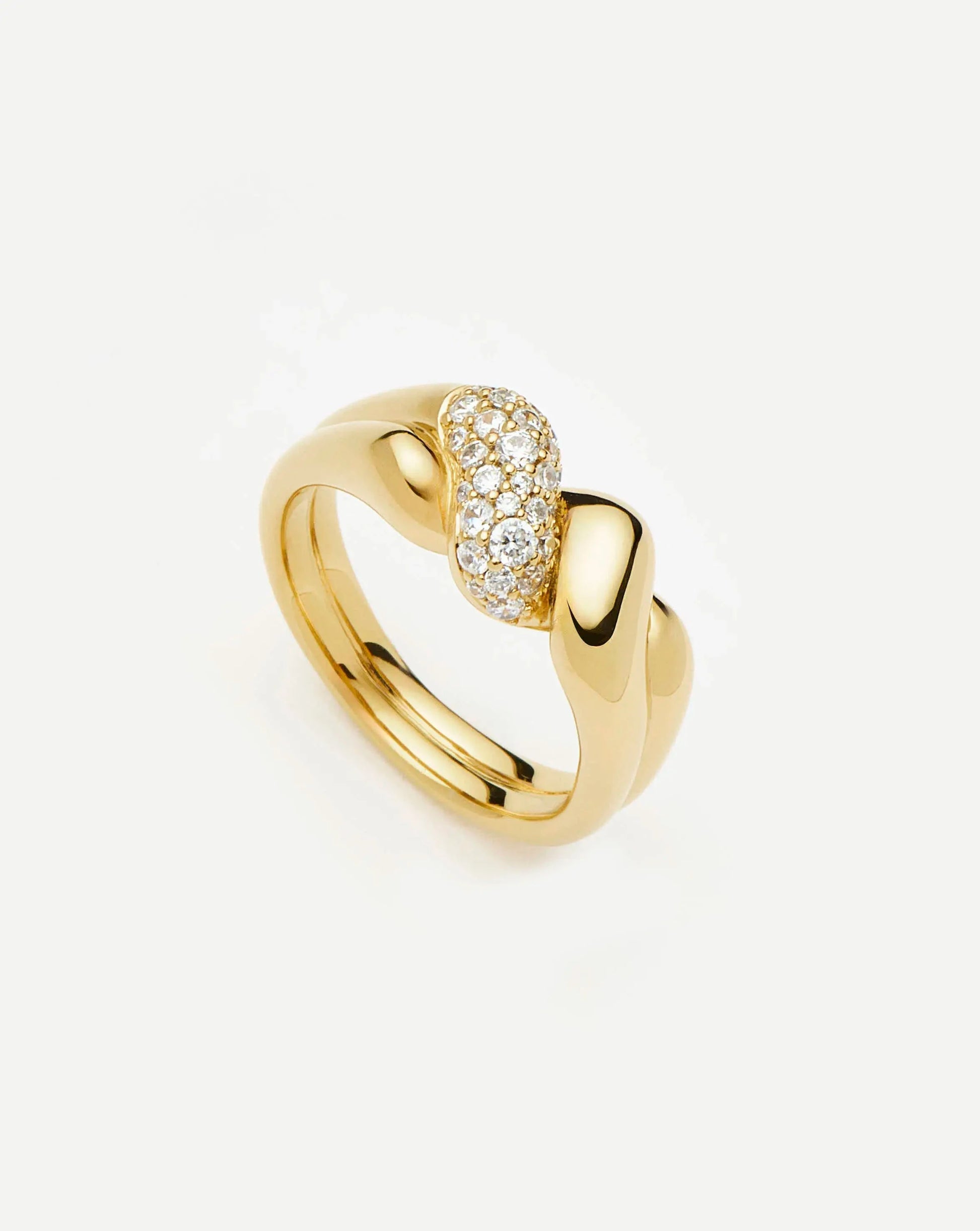 Molten Snow Double Statement Ring | 18ct Gold Plated/Cubic Zirconia Rings Missoma 