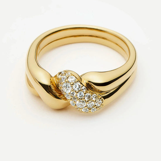 Molten Snow Double Statement Ring | 18ct Gold Plated/Cubic Zirconia Rings Missoma 