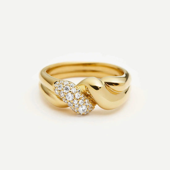 Molten Snow Double Statement Ring | 18ct Gold Plated/Cubic Zirconia Rings Missoma 