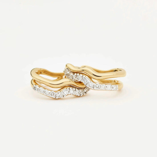 Molten Snow Fine Diamond Double Mini Hoop Earrings | 14ct Solid Gold/Diamond Earrings Missoma 