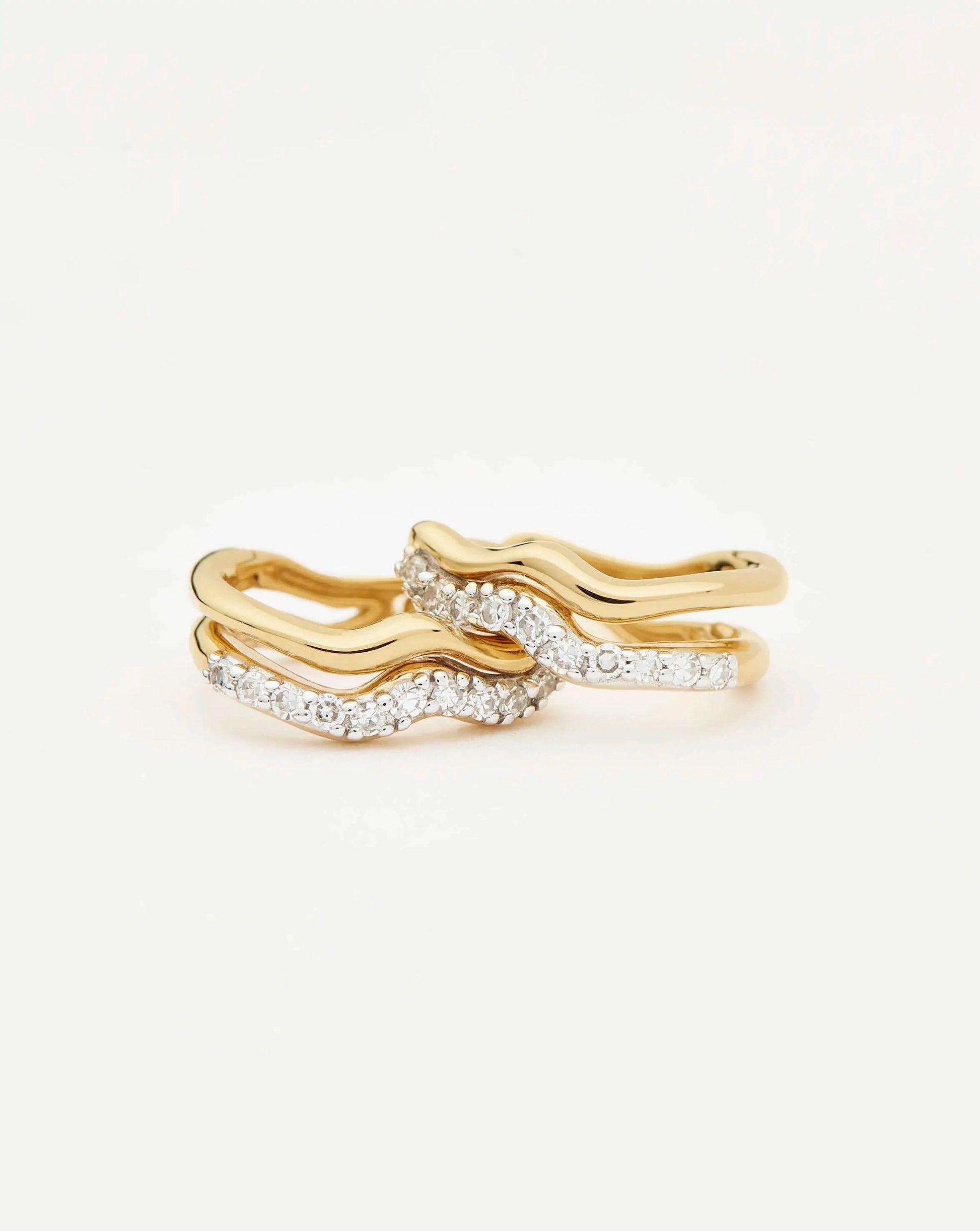 Molten Snow Fine Diamond Double Mini Hoop Earrings | 14ct Solid Gold/Diamond Earrings Missoma 