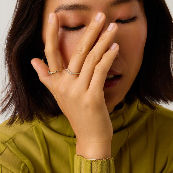 Molten Snow Fine Diamond Stacking Ring | 14ct Solid Gold/Diamond Rings Missoma 