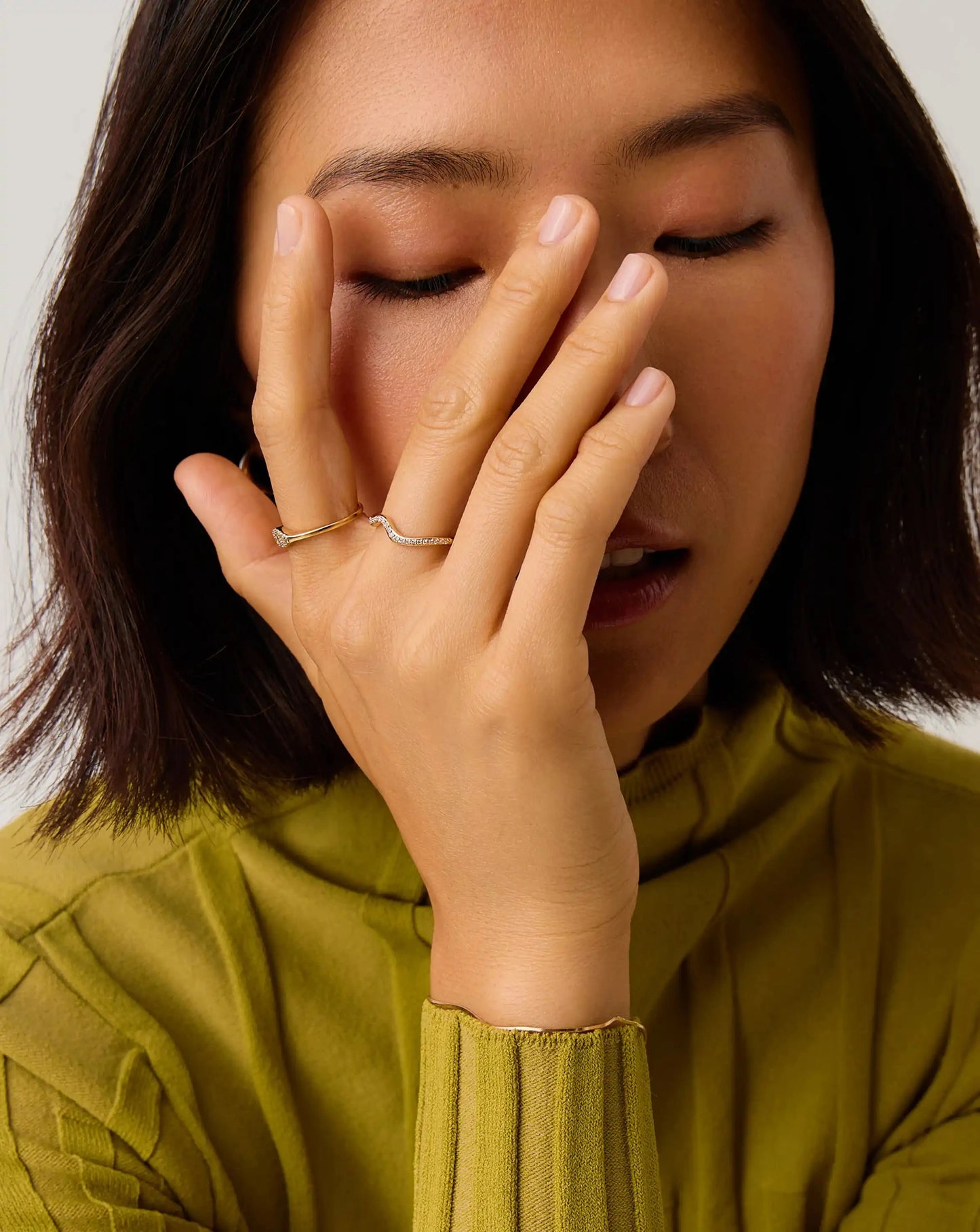 Molten Snow Fine Diamond Stacking Ring | 14ct Solid Gold/Diamond Rings Missoma 