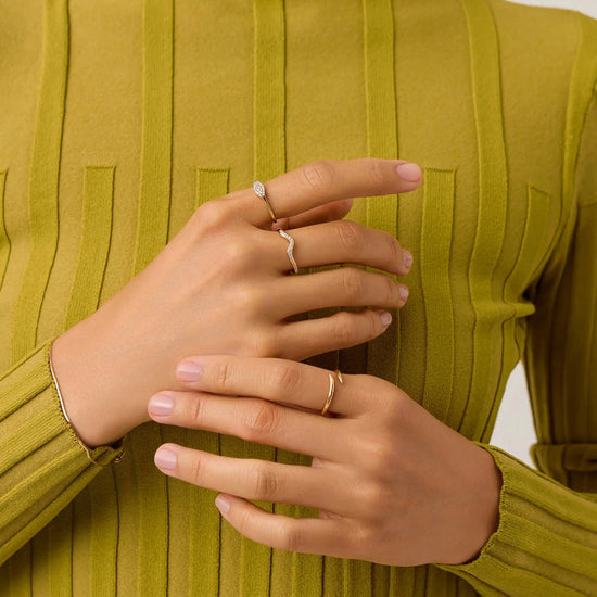 Molten Snow Fine Diamond Stacking Ring | 14ct Solid Gold/Diamond Rings Missoma 