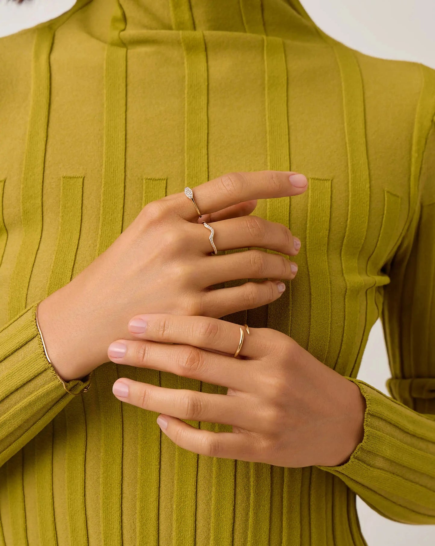 Molten Snow Fine Diamond Stacking Ring | 14ct Solid Gold/Diamond Rings Missoma 