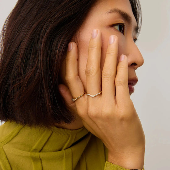 Molten Snow Fine Diamond Stacking Ring | 14ct Solid Gold/Diamond Rings Missoma 