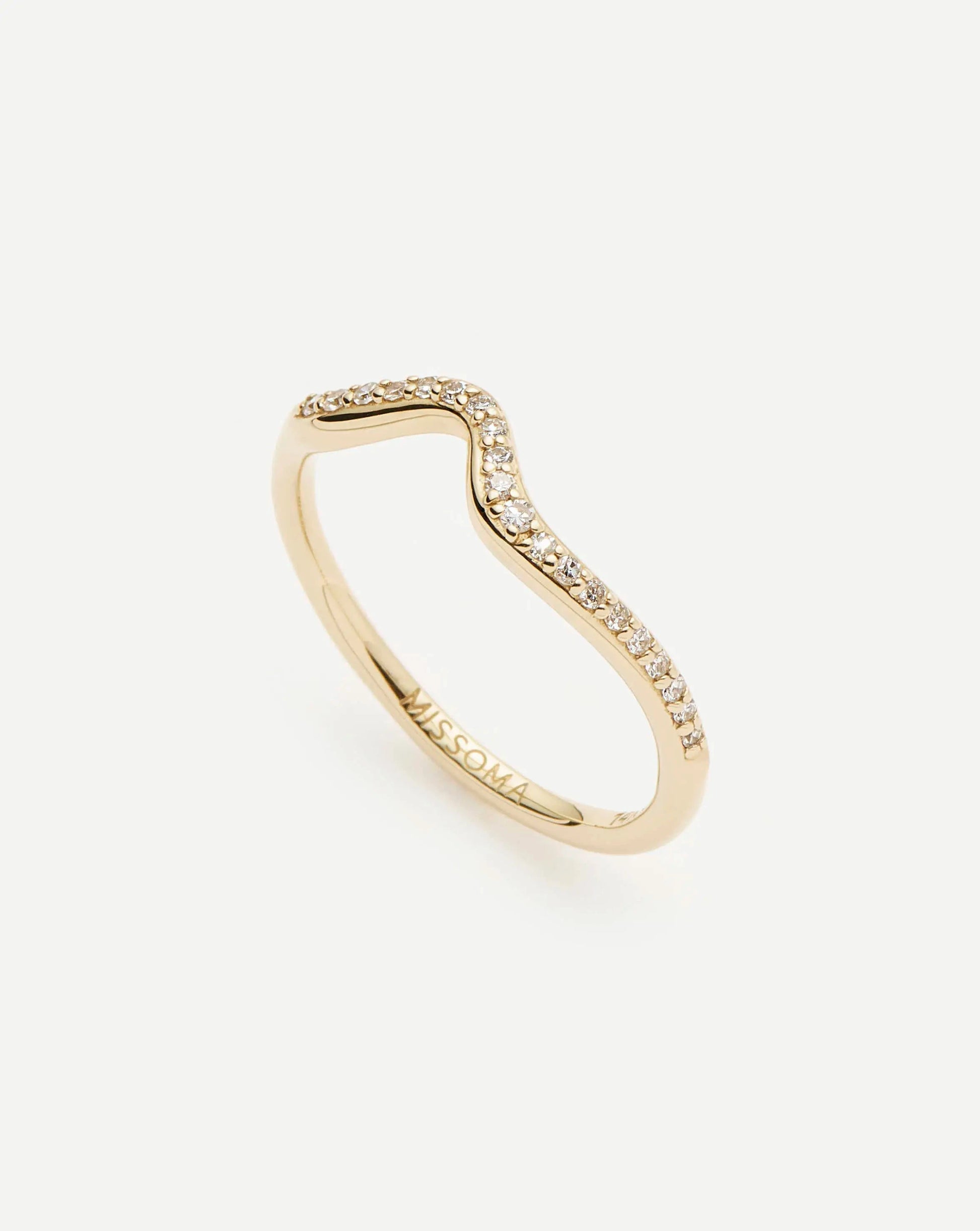 Molten Snow Fine Diamond Stacking Ring | 14ct Solid Gold/Diamond Rings Missoma 